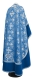 Greek Priest vestments - Pskov rayon brocade S4 (blue-silver) with velvet inserts, back, Standard design