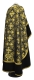 Greek Priest vestments - Pskov rayon brocade S4 (black-gold) with velvet inserts, back, Standard design