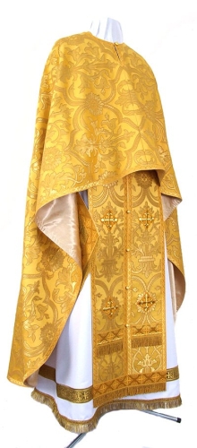Greek Priest vestment -  rayon brocade S4 (yellow-claret-gold)