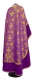 Greek Priest vestments - Pskov rayon brocade S4 (violet-gold) with velvet inserts, back, Standard design