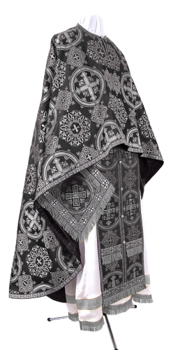 Greek Priest vestment -  rayon brocade S4 (black-silver)