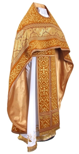 Embroidered Russian Priest vestments - Wattled (yellow-gold)