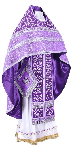 Embroidered Russian Priest vestments - Wattled (violet-silver)