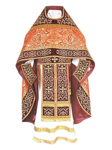 Embroidered Russian Priest vestments - Wattled (red-gold)