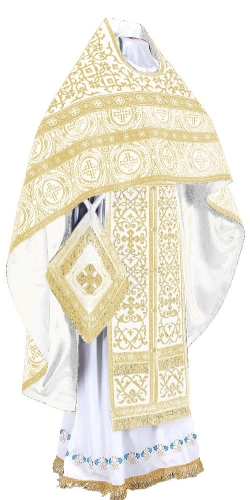 Embroidered Russian Priest vestments - Wattled (white-gold)