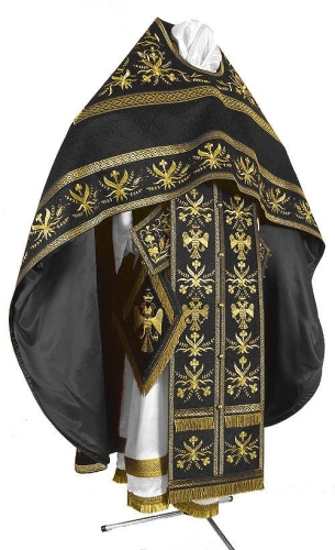 Embroidered Russian Priest vestments - Byzantine Eagle (black-gold)
