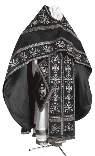 Embroidered Russian Priest vestments - Byzantine Eagle (black-silver)