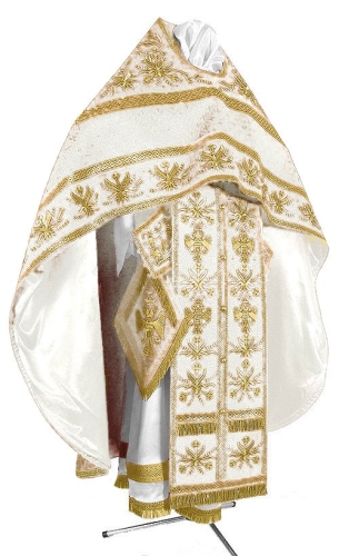 Embroidered Russian Priest vestments - Byzantine Eagle (white-gold)