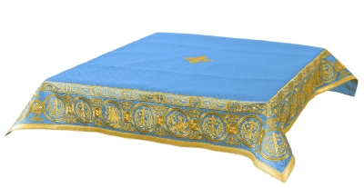 Embroidered Holy table cover Protection of the Theotokos (blue-gold)