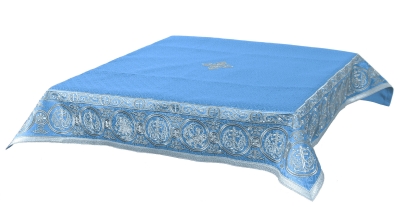 Embroidered Holy table cover Protection of the Theotokos (blue-silver)