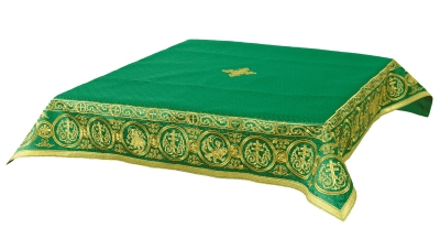 Embroidered Holy table cover Protection of the Theotokos (green-gold)