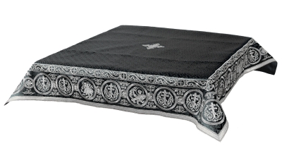 Embroidered Holy table cover Protection of the Theotokos (black-silver)