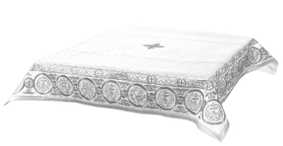 Embroidered Holy table cover Protection of the Theotokos (white-silver)