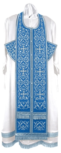 Embroidered Epitrakhilion set - Wattled (blue-silver)
