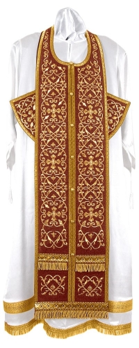 Embroidered Epitrakhilion set - Wattled (claret-gold)