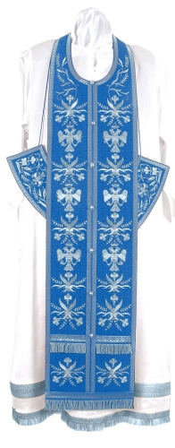 Embroidered Epitrakhilion set - Byzantine Eagle (blue-silver)