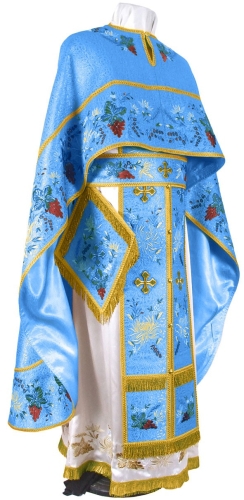 Embroidered Greek Priest vestments - Chrysanthemum (blue-gold)