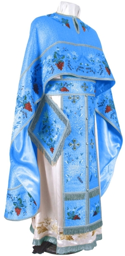 Embroidered Greek Priest vestments - Chrysanthemum (blue-silver)