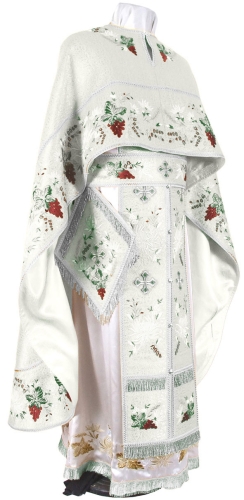 Embroidered Greek Priest vestments - Chrysanthemum (white-silver)