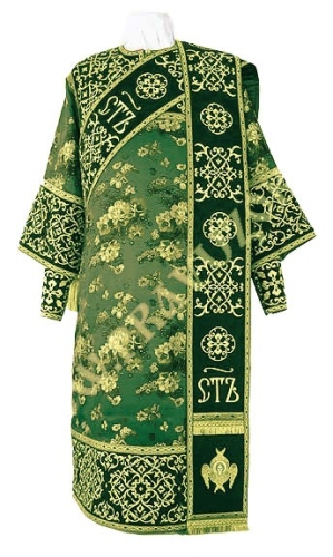 Embroidered Deacon vestments - Wattled (green-gold)