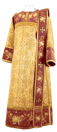 Embroidered Deacon vestments - Chrysanthemum (claret-gold)