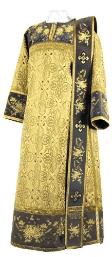Embroidered Deacon vestments - Chrysanthemum (black-gold)