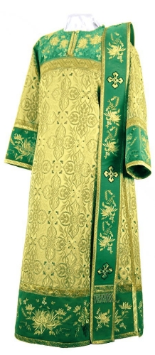 Embroidered Deacon vestments - Chrysanthemum (green-gold)