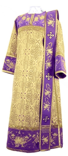 Embroidered Deacon vestments - Chrysanthemum (violet-gold)