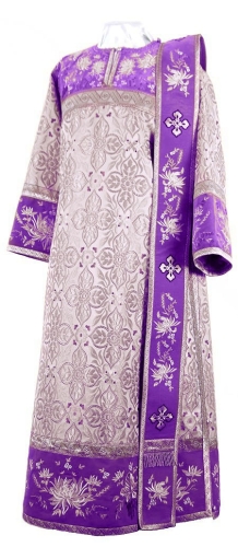 Embroidered Deacon vestments - Chrysanthemum (violet-silver)