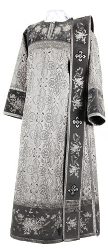 Embroidered Deacon vestments - Chrysanthemum (black-silver)