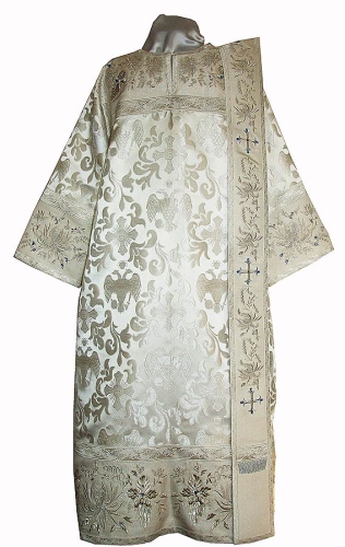 Embroidered Deacon vestments - Chrysanthemum (white-silver)