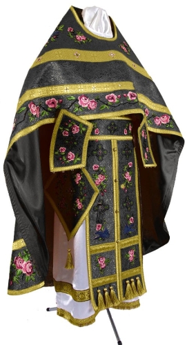 Embroidered Russian Priest vestments - Eden Birds (black-gold)
