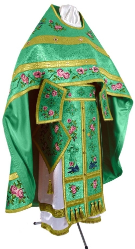 Embroidered Russian Priest vestments - Eden Birds (green-gold)