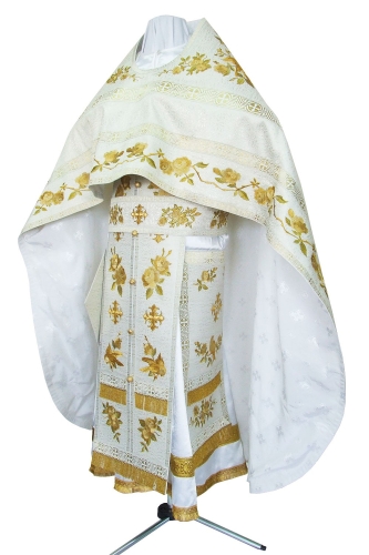 Embroidered Russian Priest vestments - Eden Birds (white-gold)