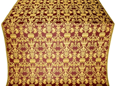 Peacocks metallic brocade (claret/gold)