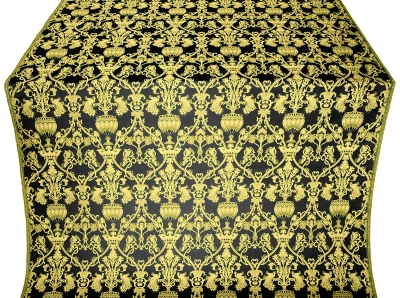 Peacocks metallic brocade (black/gold)