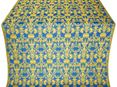 Peacocks silk (rayon brocade) (blue/gold)