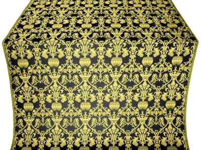 Peacocks silk (rayon brocade) (black/gold)