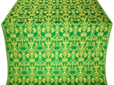 Peacocks silk (rayon brocade) (green/gold)