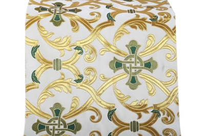 Forged Cross metallic brocade (white/gold with green)