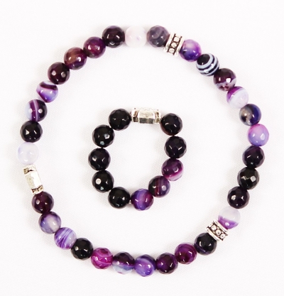 Orthodox prayer rope set (30 + 10 knots) - Purple agate