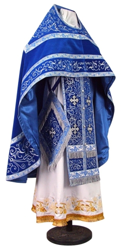 Embroidered Russian Priest vestments - Iris (blue-silver)
