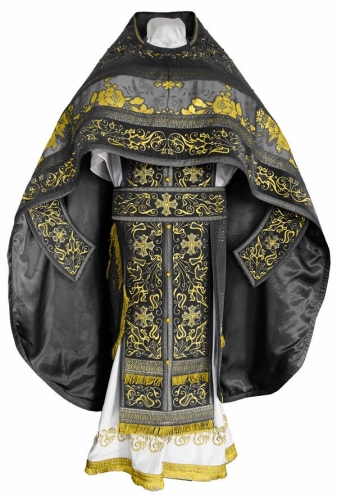 Embroidered Russian Priest vestments - Iris (black-gold)
