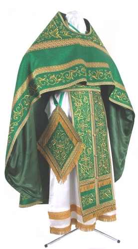 Embroidered Russian Priest vestments - Iris (green-gold)