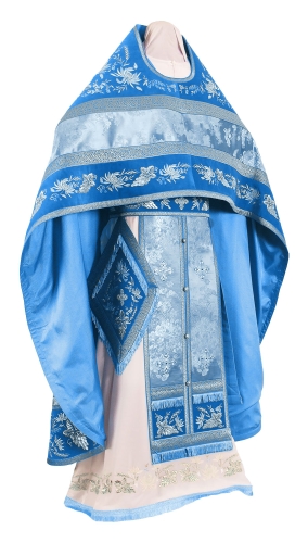 Embroidered Russian Priest vestments - Chrysanthemum (blue-silver)