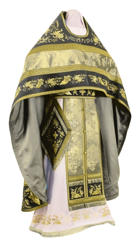 Embroidered Russian Priest vestments - Chrysanthemum (black-gold)