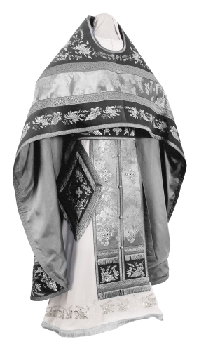 Embroidered Russian Priest vestments - Chrysanthemum (black-silver)