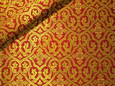 Slavonic Cross Greek metallic brocade (red/gold)