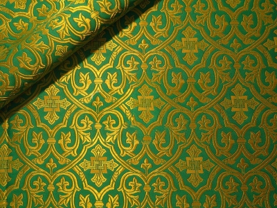 Slavonic Cross Greek metallic brocade (green/gold)