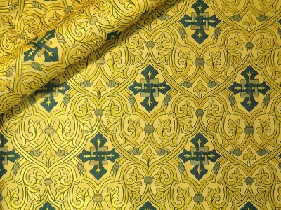 Slavonic Cross Greek metallic brocade (yellow/gold with green)